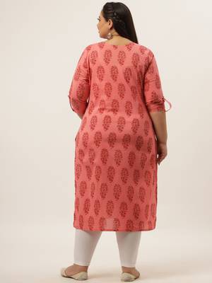 Peach printed cotton kurtas-and-kurtis 3
