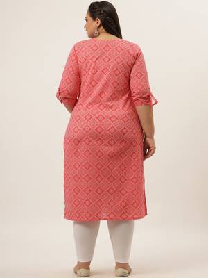Pink printed cotton kurtas-and-kurtis 3
