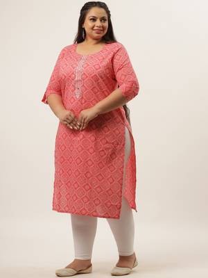 Pink printed cotton kurtas-and-kurtis 5