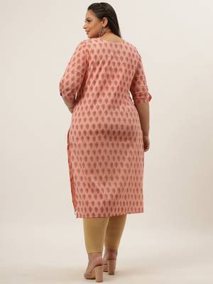 Peach printed cotton kurtas-and-kurtis 3