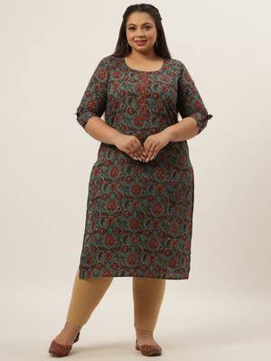 Blue printed cotton kurtas-and-kurtis 1