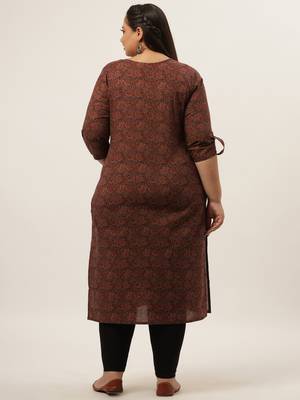 Brown printed cotton kurtas-and-kurtis 3