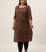 Brown printed cotton kurtas-and-kurtis