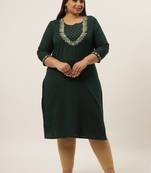 Green plain cotton kurtas-and-kurtis