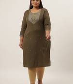 Grey plain cotton kurtas-and-kurtis