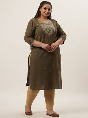 Grey plain cotton kurtas-and-kurtis 2