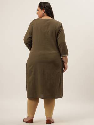 Grey plain cotton kurtas-and-kurtis 3