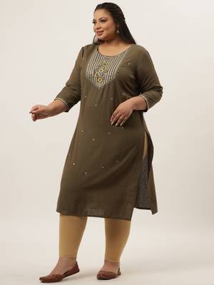Grey plain cotton kurtas-and-kurtis 5