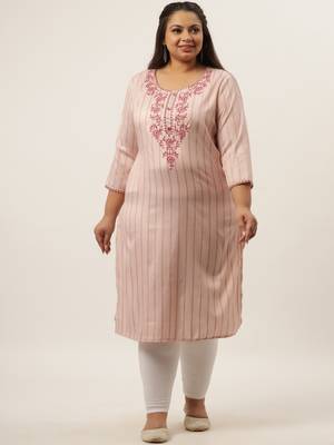 Peach plain cotton kurtas-and-kurtis 1