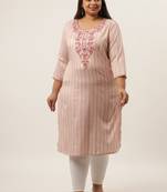 Peach plain cotton kurtas-and-kurtis