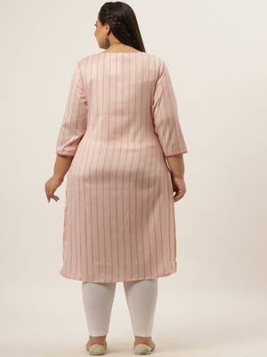 Peach plain cotton kurtas-and-kurtis 3
