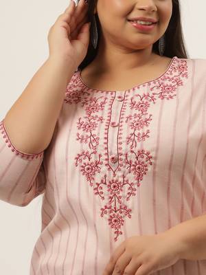 Peach plain cotton kurtas-and-kurtis 4