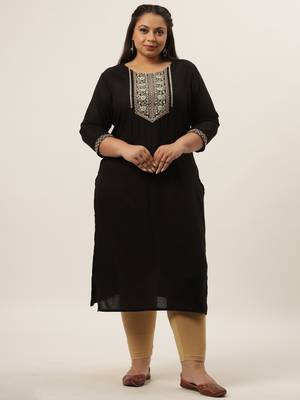 Black plain rayon kurtas-and-kurtis 1