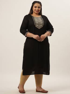 Black plain rayon kurtas-and-kurtis 2