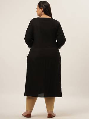 Black plain rayon kurtas-and-kurtis 3