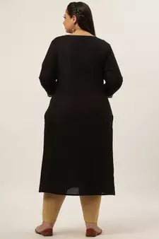 Black plain rayon kurtas-and-kurtis