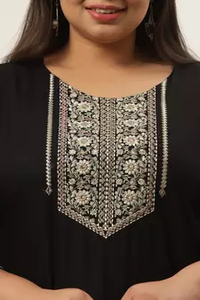 Black plain rayon kurtas-and-kurtis