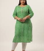 Green printed cotton kurtas-and-kurtis
