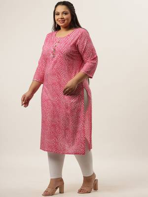 Pink printed cotton kurtas-and-kurtis 5