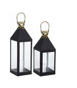 Decorous Candle Lantern Handcrafted Luxury Design with Black Texture Touch (Set of 2)