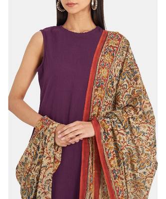 Suta Women's Purple Pure Cotton Solid Kurta Set with Dupatta 4