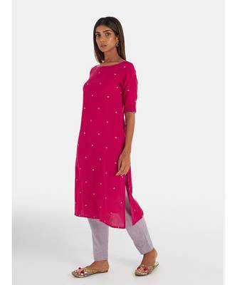 Suta Women's Pink Striped Pure Cotton Kurta Set without Duppata 1