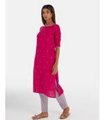 Suta Women's Pink Striped Pure Cotton Kurta Set without Duppata
