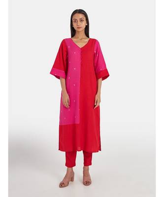 Suta Women's Purple Self Design Pure Cotton Kurta Set without Duppata 3