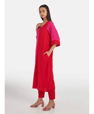 Suta Women's Purple Self Design Pure Cotton Kurta Set without Duppata 4