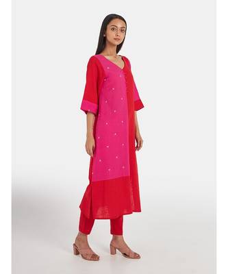 Suta Women's Purple Self Design Pure Cotton Kurta Set without Duppata 5