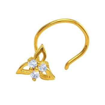Gold Plated Tri-petals Nosepin with CZ for Women 1