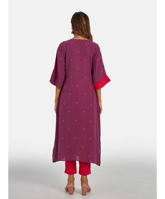 Suta Women's Grey Striped Pure Cotton Kurta Set without Duppata 5