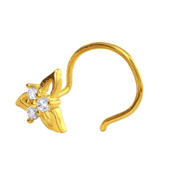 Gold Plated Tri-petals Nosepin with CZ for Women 2