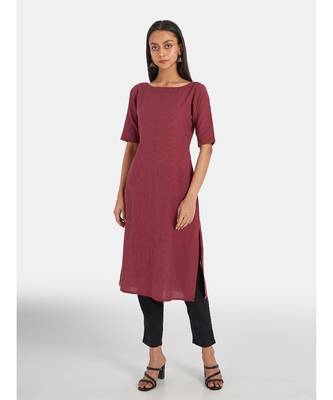 Suta Women's Mustard Solid Pure Cotton Kurta Set without Duppata 2