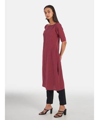 Suta Women's Mustard Solid Pure Cotton Kurta Set without Duppata 3