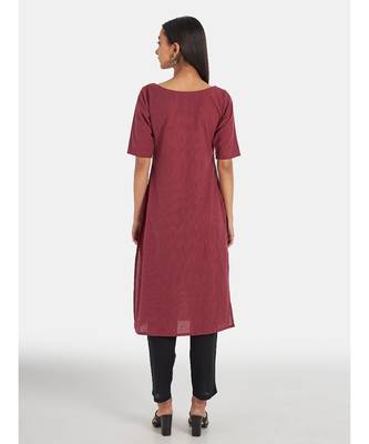 Suta Women's Mustard Solid Pure Cotton Kurta Set without Duppata 5