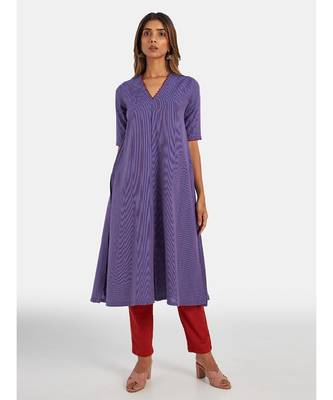 Suta Women's Multi Striped Pure Cotton Kurta Set without Duppata 2