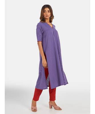 Suta Women's Multi Striped Pure Cotton Kurta Set without Duppata 4
