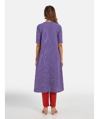 Suta Women's Multi Striped Pure Cotton Kurta Set without Duppata 5
