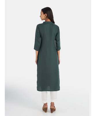 Suta Women's Sea Green Solid Viscose Rayon Kurta Set without Duppata 2