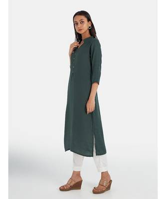 Suta Women's Sea Green Solid Viscose Rayon Kurta Set without Duppata 4