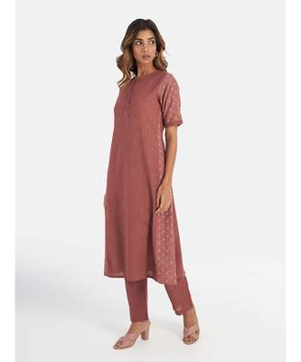 Suta Women's Turquoise Blue Solid Pure Cotton Kurta Set without Duppata 4