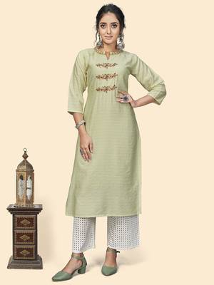 Vbuyz Women'S Hand Work Straight Viscose Pista Stitched Kurta 1