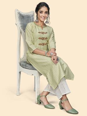 Vbuyz Women'S Hand Work Straight Viscose Pista Stitched Kurta 2