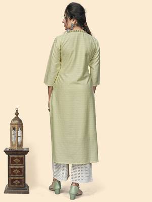 Vbuyz Women'S Hand Work Straight Viscose Pista Stitched Kurta 3