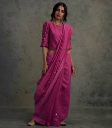 Chanderi Pink Saree With Fullsleeve Blouse 