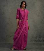 Chanderi Pink Saree With Fullsleeve Blouse 