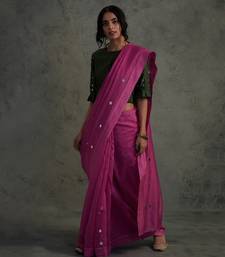 Pink Chanderi Saree With Fullsleeve Blouse
