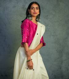 Chanderi  Off-white Saree With Fullsleeve Blouse 