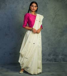 Chanderi  Off-white Saree With Fullsleeve Blouse 